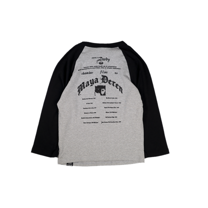 darby by absurda | Maya Deren Raglan Baby Tee (Heather Grey / Black)