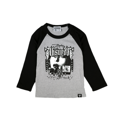 darby by absurda | Maya Deren Raglan Baby Tee (Heather Grey / Black)