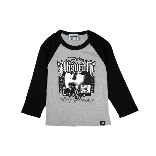 darby by absurda | Maya Deren Raglan Baby Tee (Heather Grey / Black)