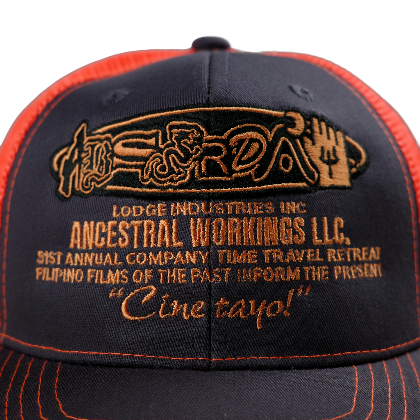 Ancestral Workings LLC Trucker Hat (Charcoal / Orange)