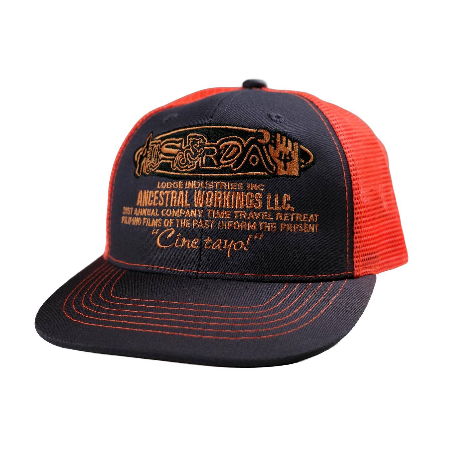 Ancestral Workings LLC Trucker Hat (Charcoal / Orange)